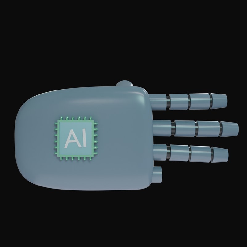 Slate Grey Three Fingers Robot Hand 3D Icon - 3D icon from Robot Hand Gestures 3D Icons