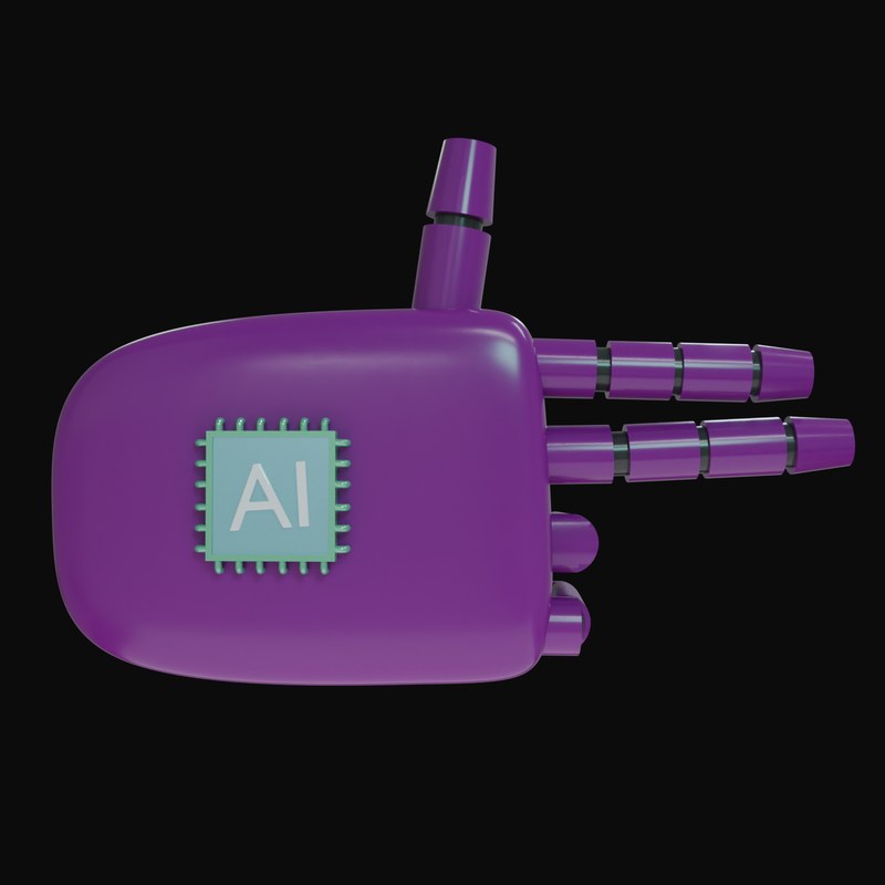 Purple Finger Gun Robot Hand 3D Icon - 3D icon from Robot Hand Gestures 3D Icons