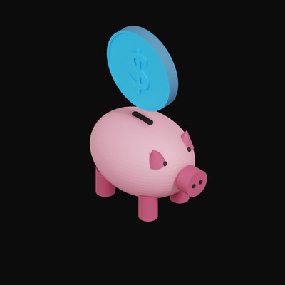 Argentine Peso Floating Over a Piggy Bank - 3D icon from Crypto & Currency Piggy Bank Float