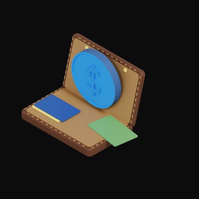 USD Coin Floating Over a Wallet - 3D icon from Crypto & Currency Wallet Float