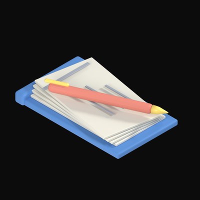 Cheque Book with Pen - 3D icon from Payment and Commerce Hardware 3D Icons