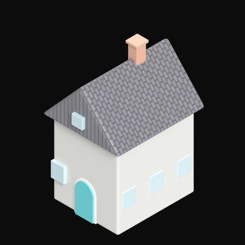 Narrow Townhouse Cottage - 3D icon from Clay Buildings & Cottages