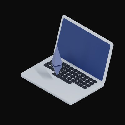 Ethereum Floating Over a Laptop - 3D icon from Crypto & Currency Laptop Float