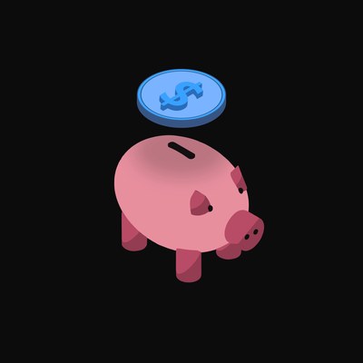 USD Coin Floating Over a Piggy Bank (Back) - animated icon from Crypto & Currency Piggy Bank Float