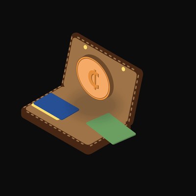 Ghanaian Cedi Floating Over a Wallet - illustration from Crypto & Currency Wallet Float