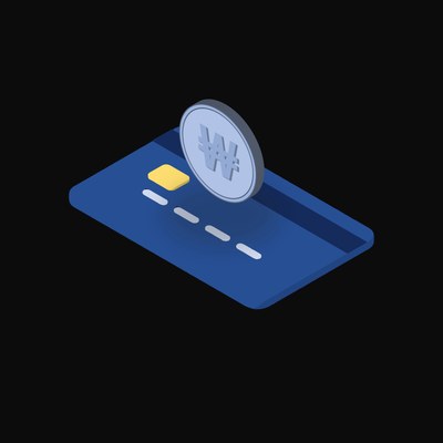 Korean Won Floating Over a Credit Card - animated icon from Crypto & Currency Credit Card Float