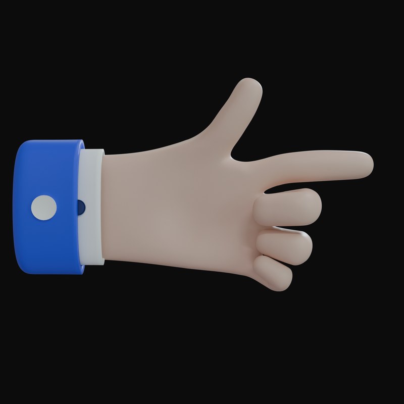 White Pointing Right with Thumb Business Hand 3D Icon - 3D icon from Business Hand Gestures 3D Icons