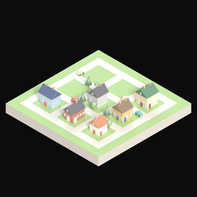 Cul-de-Sac Homes - 3D icon from City Scenes