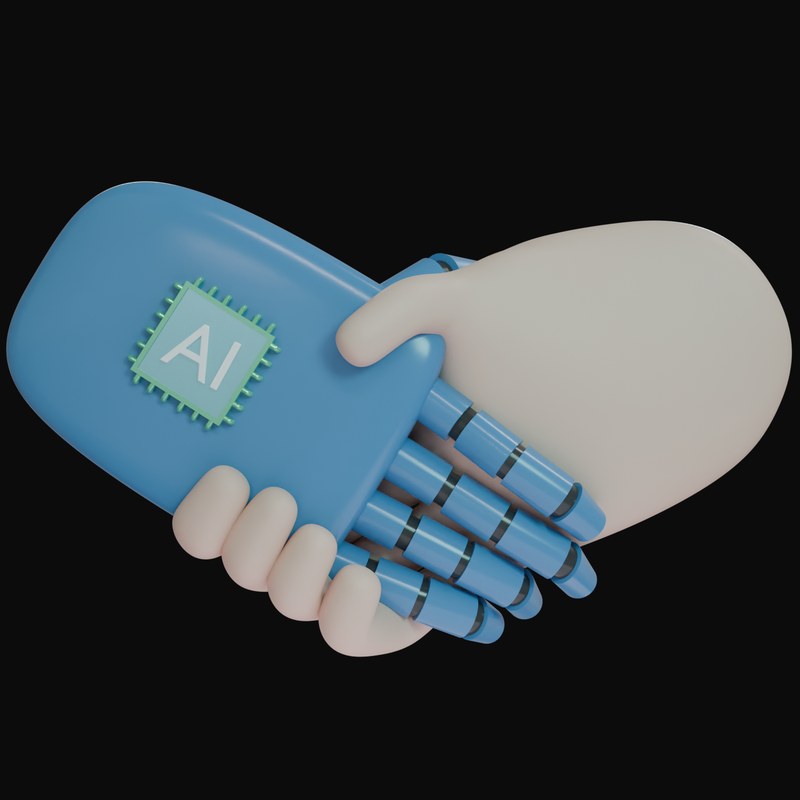 Steel Blue AI Handshake 3D Icon - 3D icon from AI Handshake 3D Icons