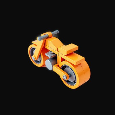 Orange Toy Brick Motorcycle - Clay 2 - 3D icon from Toy Brick Vehicles - Clay