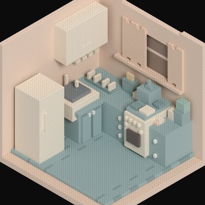 Toy Brick Kitchen Diorama - 3D icon from Toy Brick Dioramas
