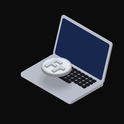 Swiss Franc Floating Over a Laptop (Back) - illustration from Crypto & Currency Laptop Float
