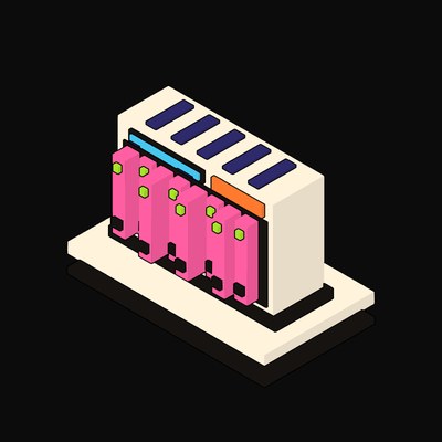 Cream Blade Chassis with Eight Staggered Blades - illustration from Neo Brutalist AI Hardware Icons