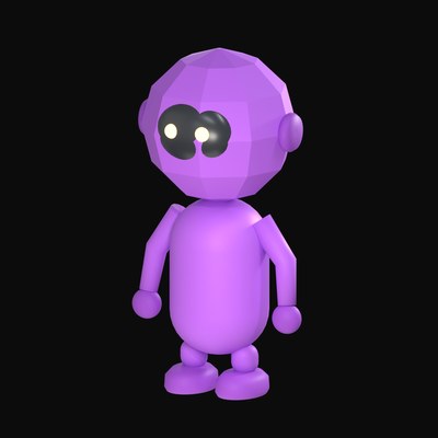 Purple Low Poly Robot 3D Icon - 3D icon from Clay Robot Characters 3D