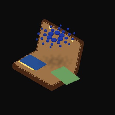 Cardano Floating Over a Wallet (Back) - illustration from Crypto & Currency Wallet Float
