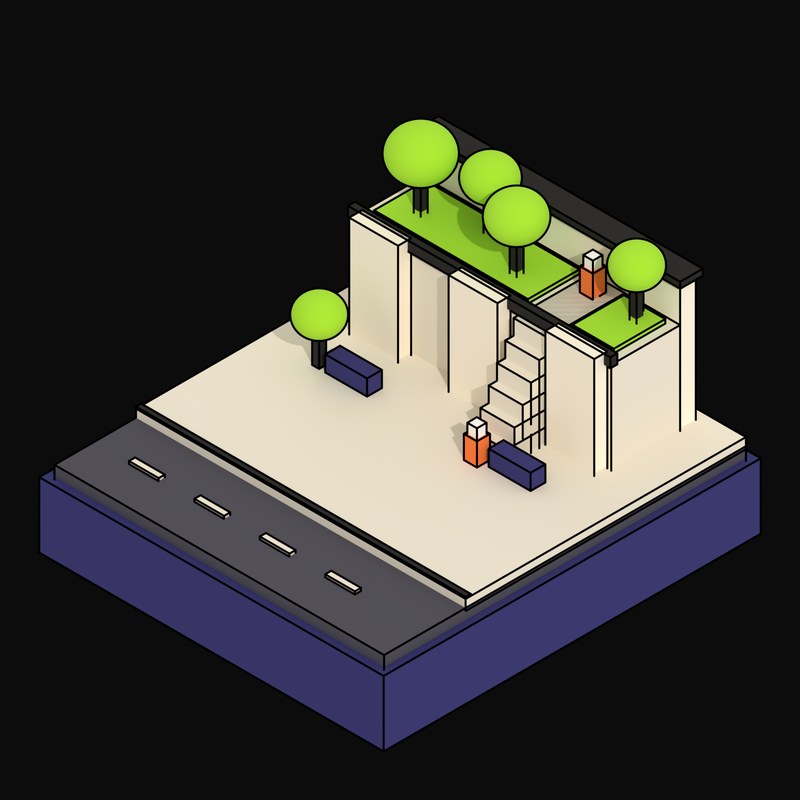 Buttressed Terrace Gardens - 3D icon from Neo Brutalist Scenes