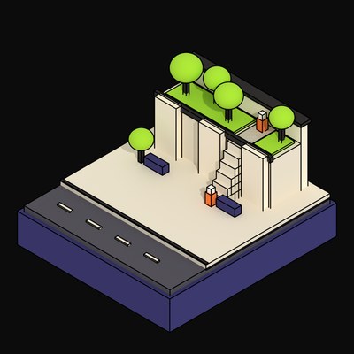 Buttressed Terrace Gardens - 3D icon from Neo Brutalist Scenes