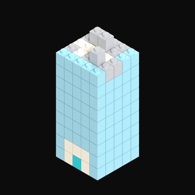 Toy Brick Office Block with Satellite Dish - 3D icon from Toy Brick City