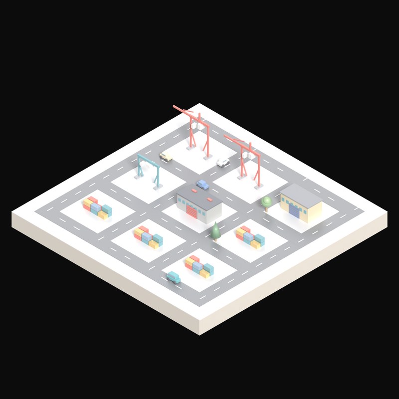 Container Terminal - 3D icon from Industry and Transport Scenes