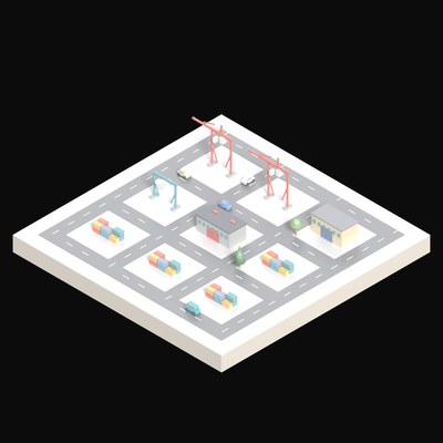 Container Terminal - 3D icon from Industry and Transport Scenes