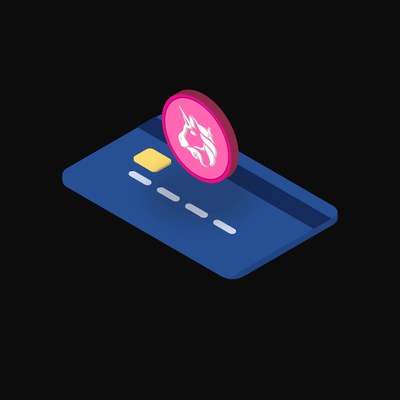 Uniswap Floating Over a Credit Card - animated icon from Crypto & Currency Credit Card Float