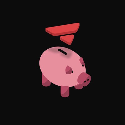 Avalanche Floating Over a Piggy Bank (Back) - animated icon from Crypto & Currency Piggy Bank Float