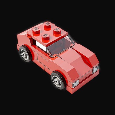 Red Toy Brick City Car - Plastic 3 - 3D icon from Toy Brick Vehicles - Plastic