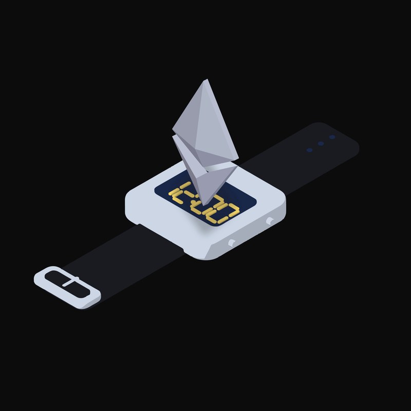 Ethereum Floating Over a Watch - illustration from Crypto & Currency Watch Float