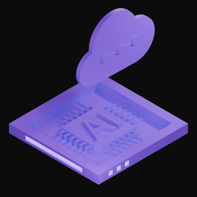 Violet Glass AI Cloud Chip 3D Icon - 3D icon from AI Cloud Chips