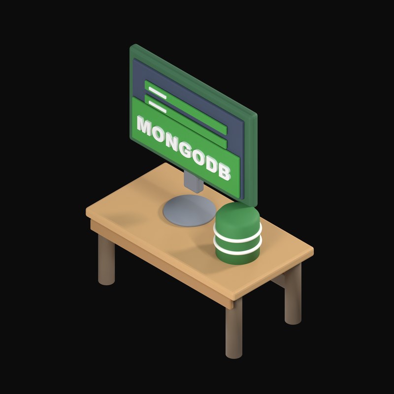 MongoDB Documents on a Desk Monitor - 3D icon from Isometric Developer Stack Desks 3D Icons