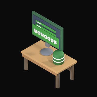 MongoDB Documents on a Desk Monitor - 3D icon from Isometric Developer Stack Desks 3D Icons