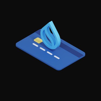 Sui Floating Over a Credit Card - 3D icon from Crypto & Currency Credit Card Float