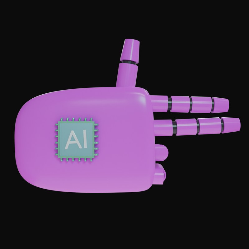 Magenta Finger Gun Robot Hand 3D Icon - 3D icon from Robot Hand Gestures 3D Icons