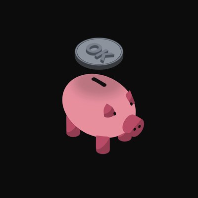 OKB Floating Over a Piggy Bank (Back) - animated icon from Crypto & Currency Piggy Bank Float