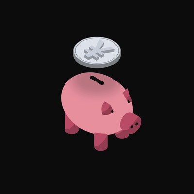 Japanese Yen Floating Over a Piggy Bank (Back) - animated icon from Crypto & Currency Piggy Bank Float