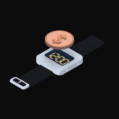 Chilean Peso Floating Over a Watch (Back) - illustration from Crypto & Currency Watch Float