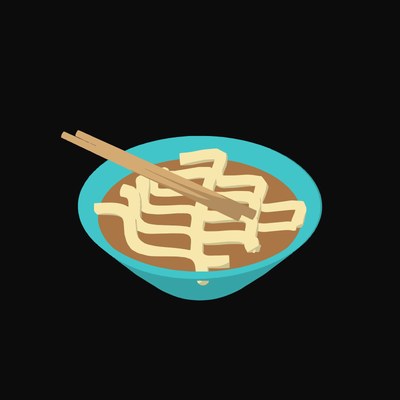Teal Ramen Noodle Bowl Animated Icon - animated icon from Clay Food Motion Icons