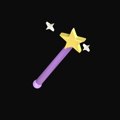 Purple AI Magic Wand 3D Icon - 3D icon from AI Interface Symbols 3D