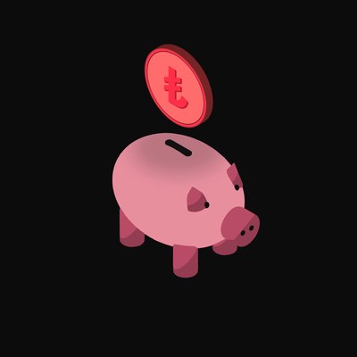 Turkish Lira Floating Over a Piggy Bank - animated icon from Crypto & Currency Piggy Bank Float