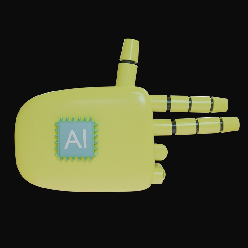 Yellow Finger Gun Robot Hand 3D Icon - 3D icon from Robot Hand Gestures 3D Icons