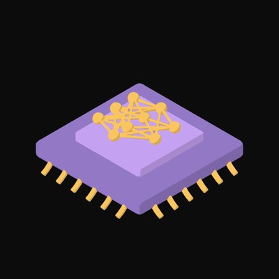 Purple Neural Network Chip Icon - illustration from AI Chip and Processor Icons