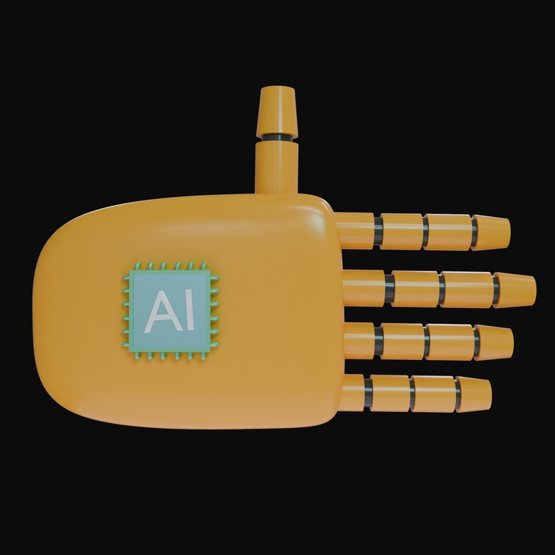 Orange Open Hand Robot Hand 3D Icon - 3D icon from Robot Hand Gestures 3D Icons