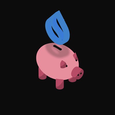 Sui Floating Over a Piggy Bank - animated icon from Crypto & Currency Piggy Bank Float