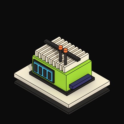 Lime Edge Compute Box with Passive Fins - 3D icon from Neo Brutalist AI Hardware