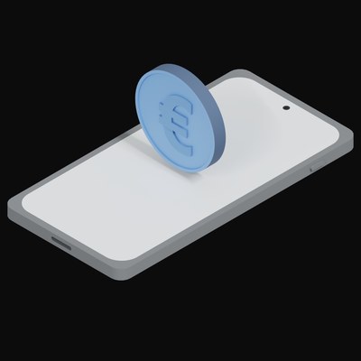 Phone Euro Floating - 3D icon from Crypto and World Currency Phone Float