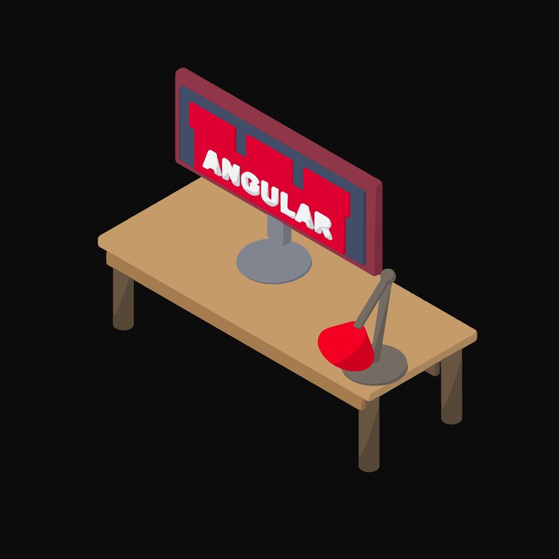 Angular Routes on an Ultrawide Monitor - illustration from Isometric Developer Stack Desks Icons