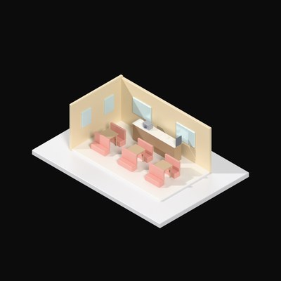 Diner Booth Row - 3D icon from Interior Scenes