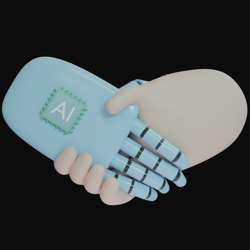Sky Blue AI Handshake 3D Icon - 3D icon from AI Handshake 3D Icons