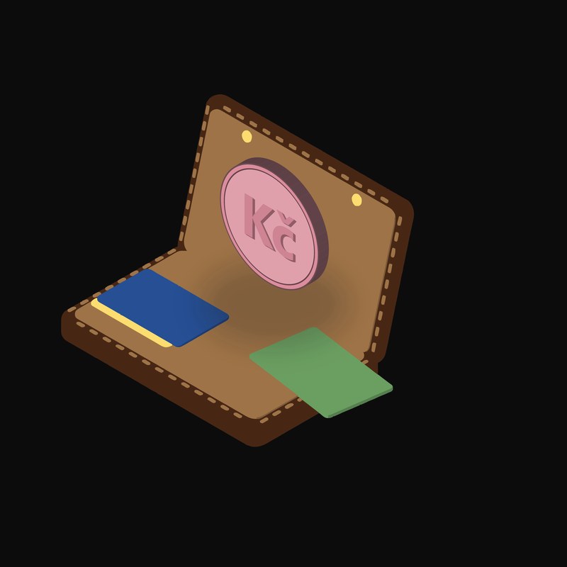 Czech Koruna Floating Over a Wallet - illustration from Crypto & Currency Wallet Float