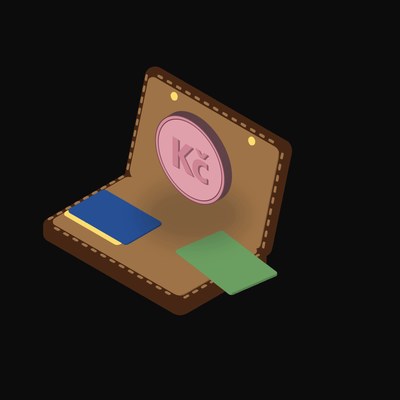 Czech Koruna Floating Over a Wallet - illustration from Crypto & Currency Wallet Float